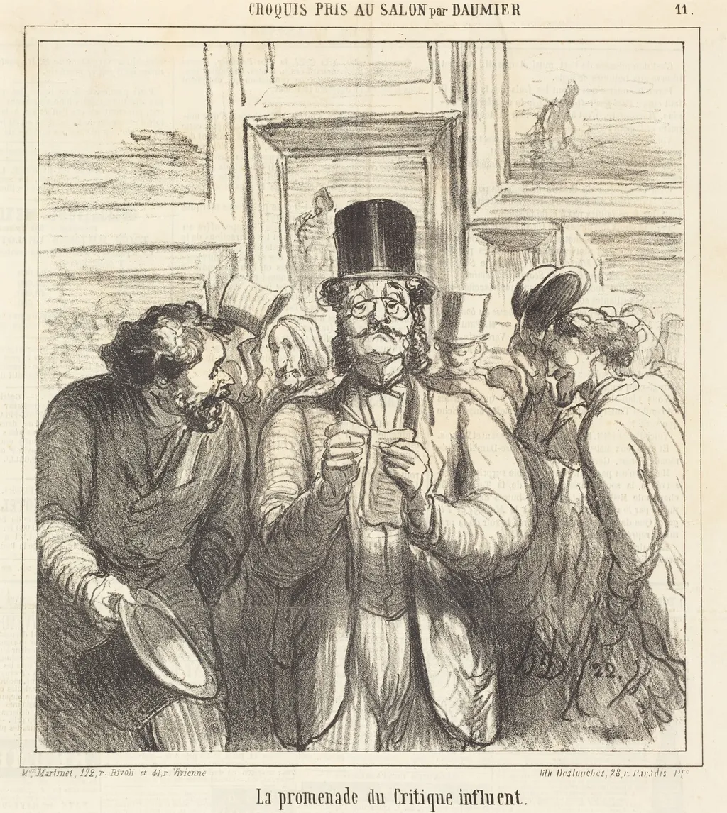 La promenade du Critique influent, by Honoré Daumier, ink, 1865