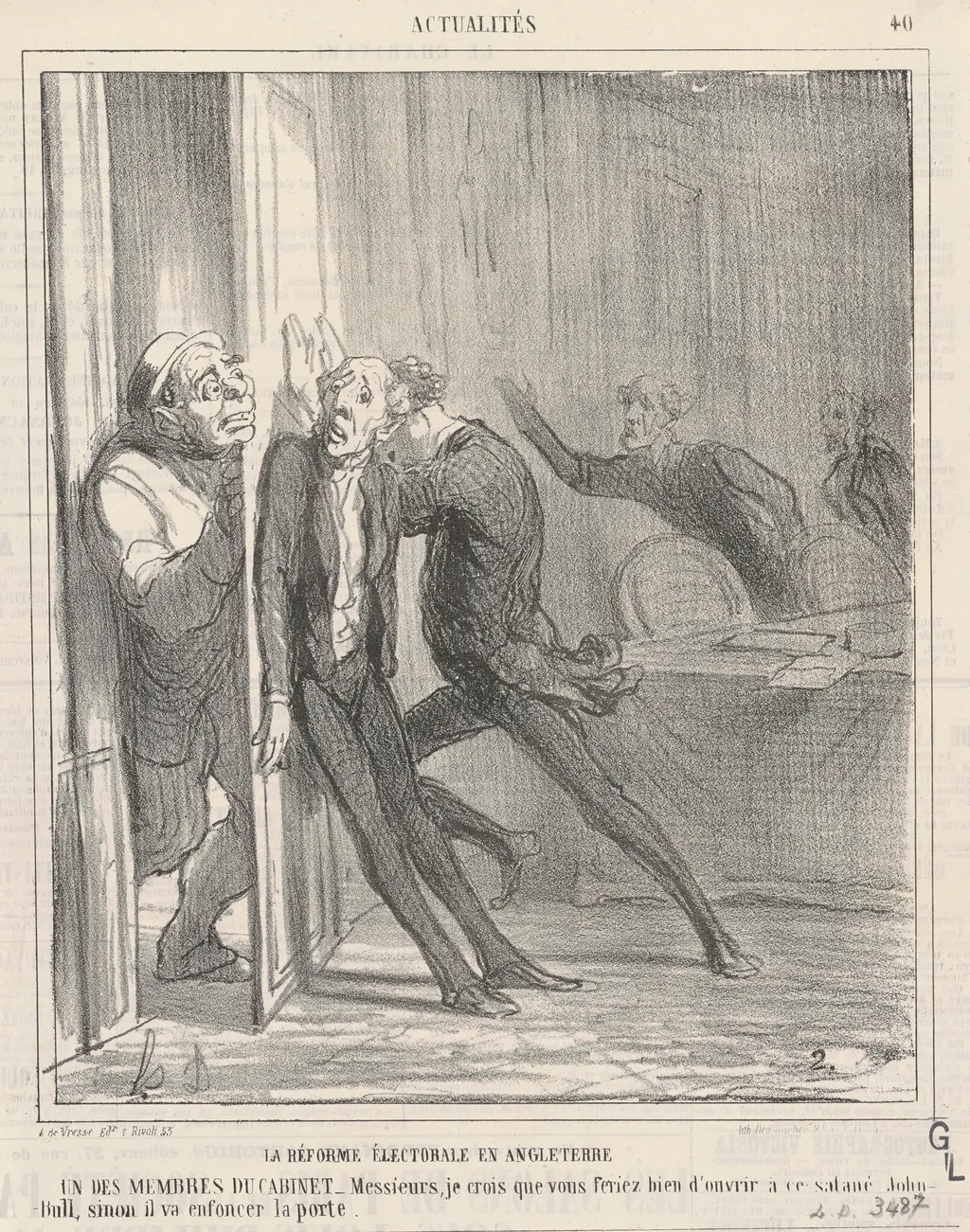 La rèforme électorale en angleterre, by Honoré Daumier, ink, 1866