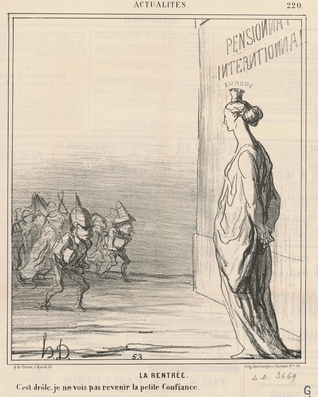 La rentrée, by Honoré Daumier, ink, 1868