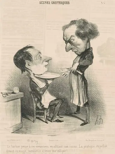 Le barbier pense a ses créanciers..., by Honoré Daumier