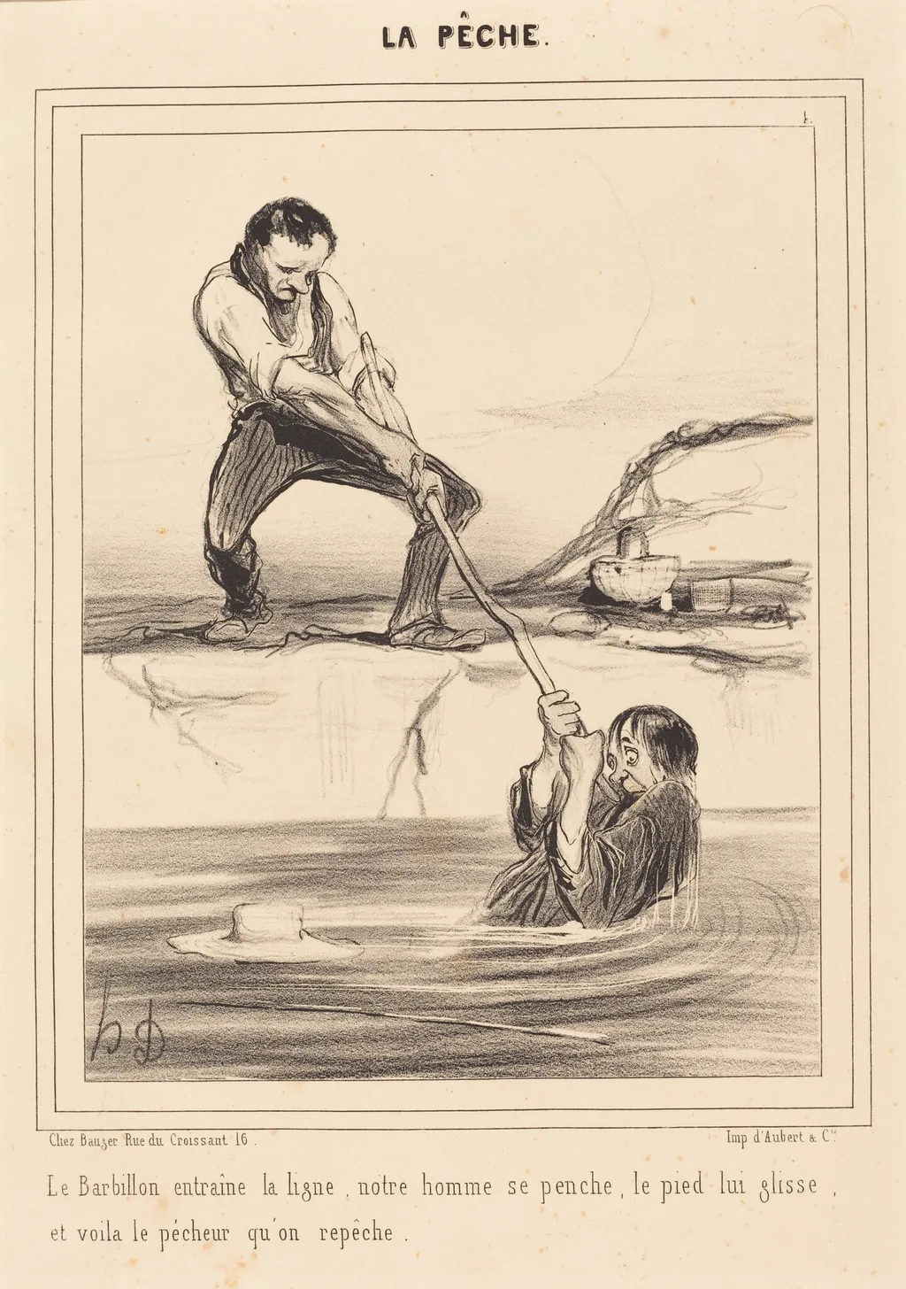 Le Barbillon entraine..., by Honoré Daumier, ink, 1840