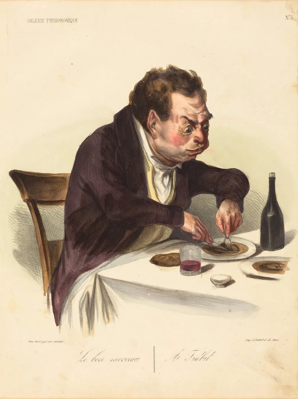 Le bon morceau, by Honoré Daumier, ink, 1836