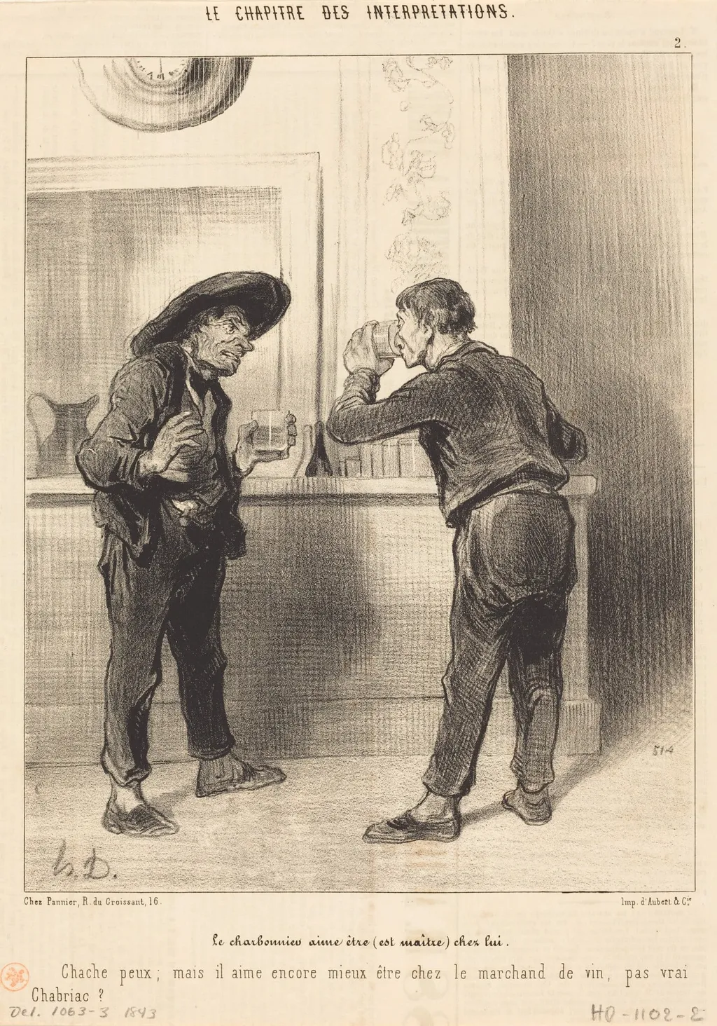 Le Charbonnier aime être (est maitre)..., by Honoré Daumier, ink, 1843