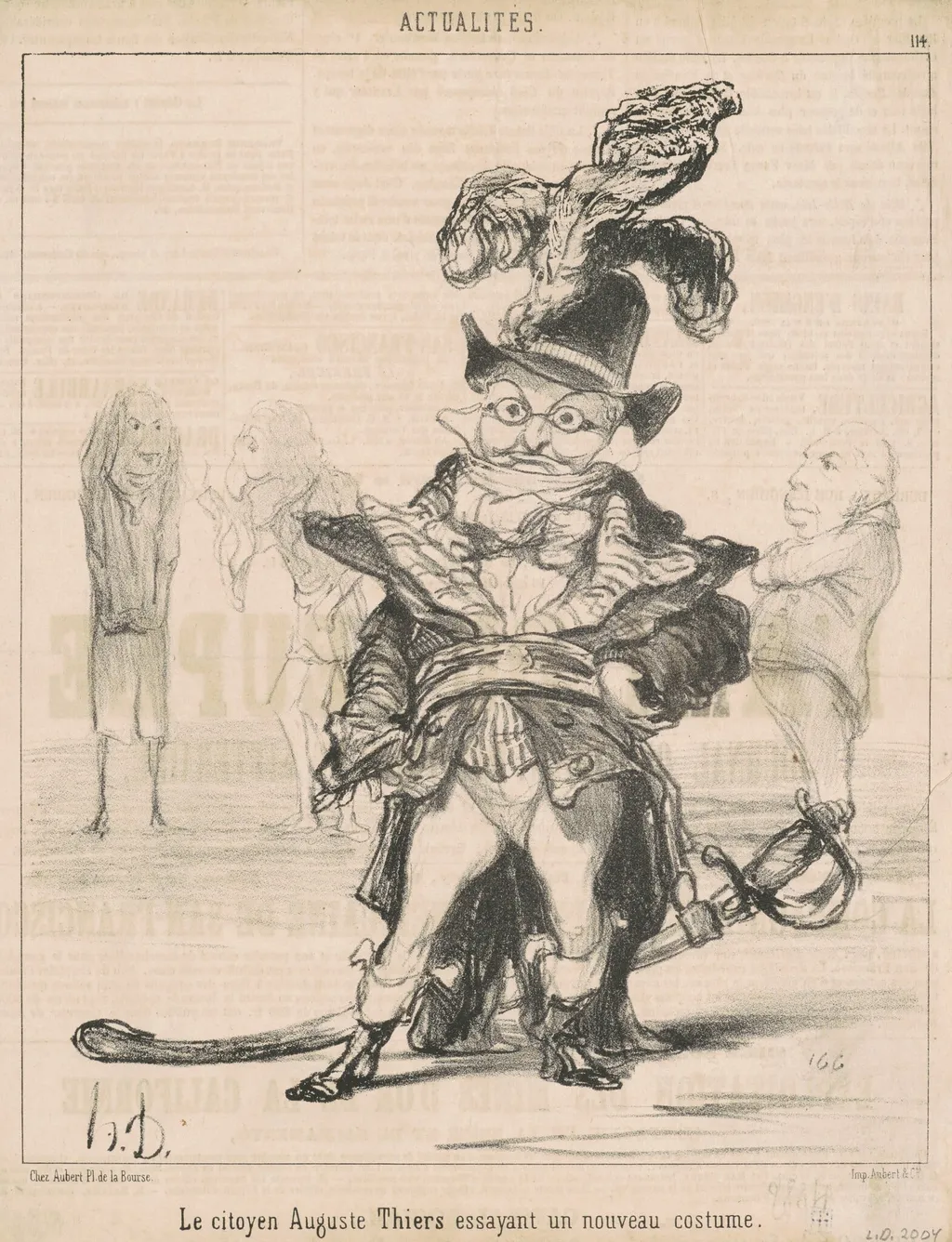 Le Citoyen ... Thiers essayant un nouveau costume, by Honoré Daumier, ink, 1848