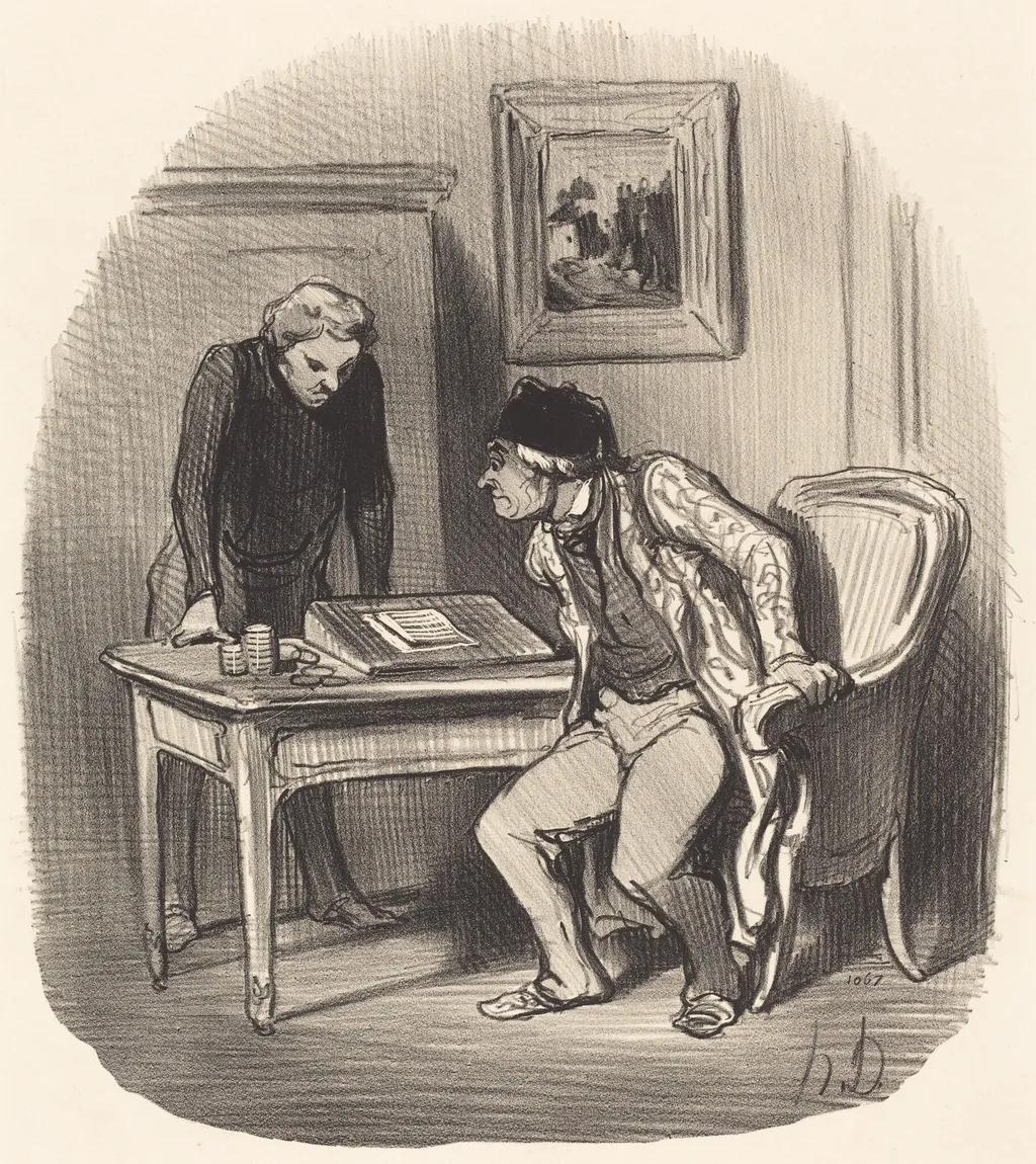 Le Compte est-il bien exact?..., by Honoré Daumier, ink, 1847