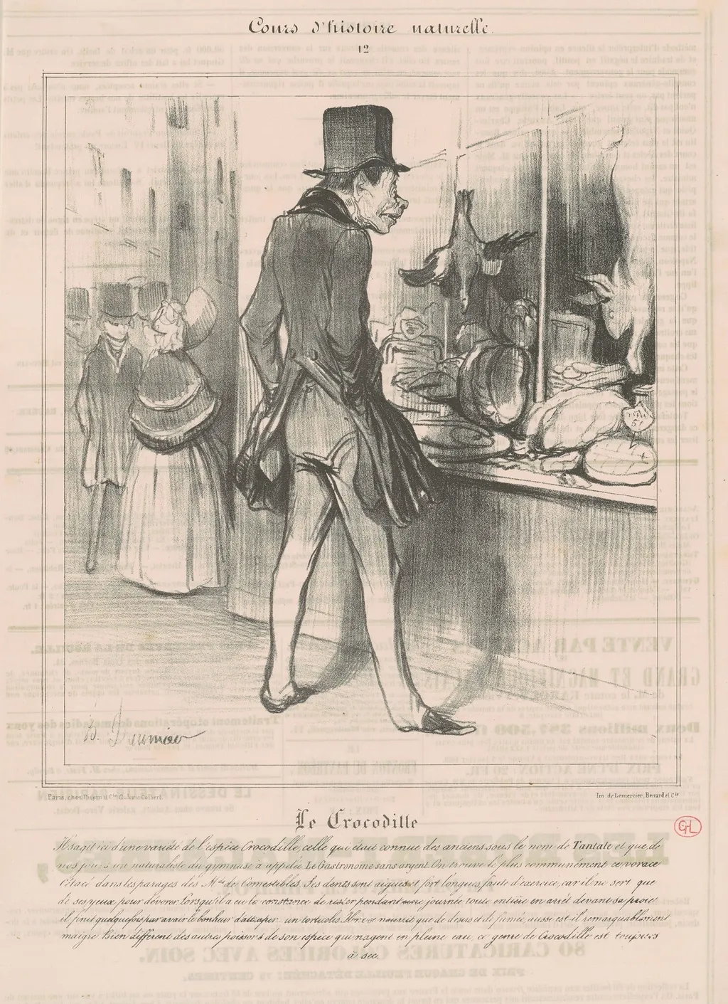 Le Crocodile, by Honoré Daumier, ink, 1838