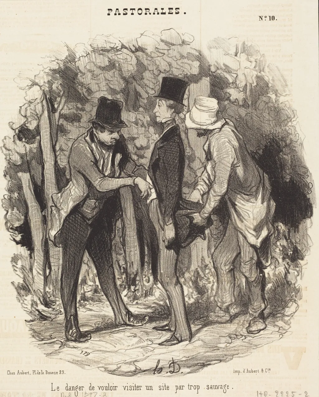 Le Danger de... visiter un site par trop sauvage, by Honoré Daumier, ink, 1845