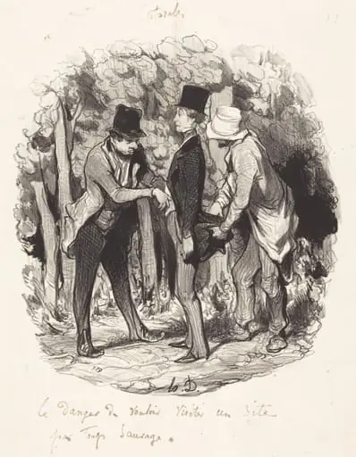Le Danger de... visiter un site par trop sauvage, by Honoré Daumier