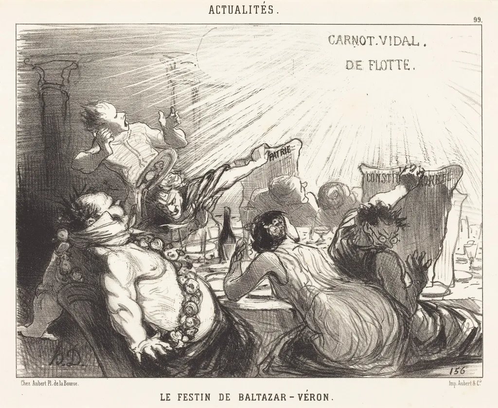 Le Festin de Baltazar-Véron, by Honoré Daumier, ink, 1850