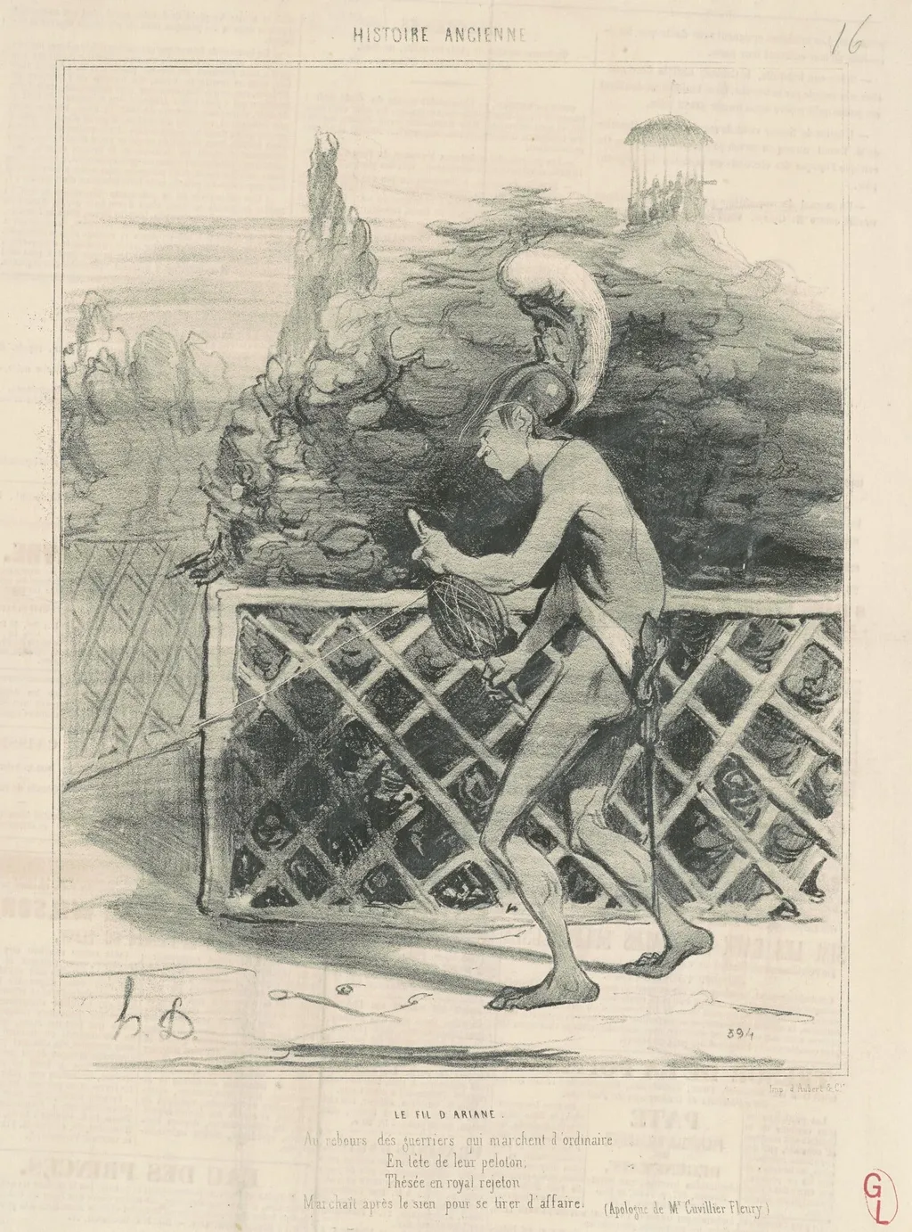 Le fil d'Ariane, by Honoré Daumier, ink, 1842
