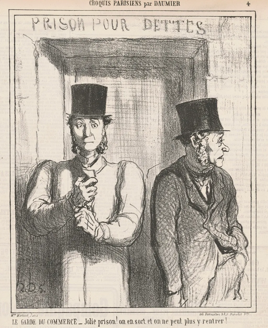 Le garde du commerce, by Honoré Daumier, ink, 1865