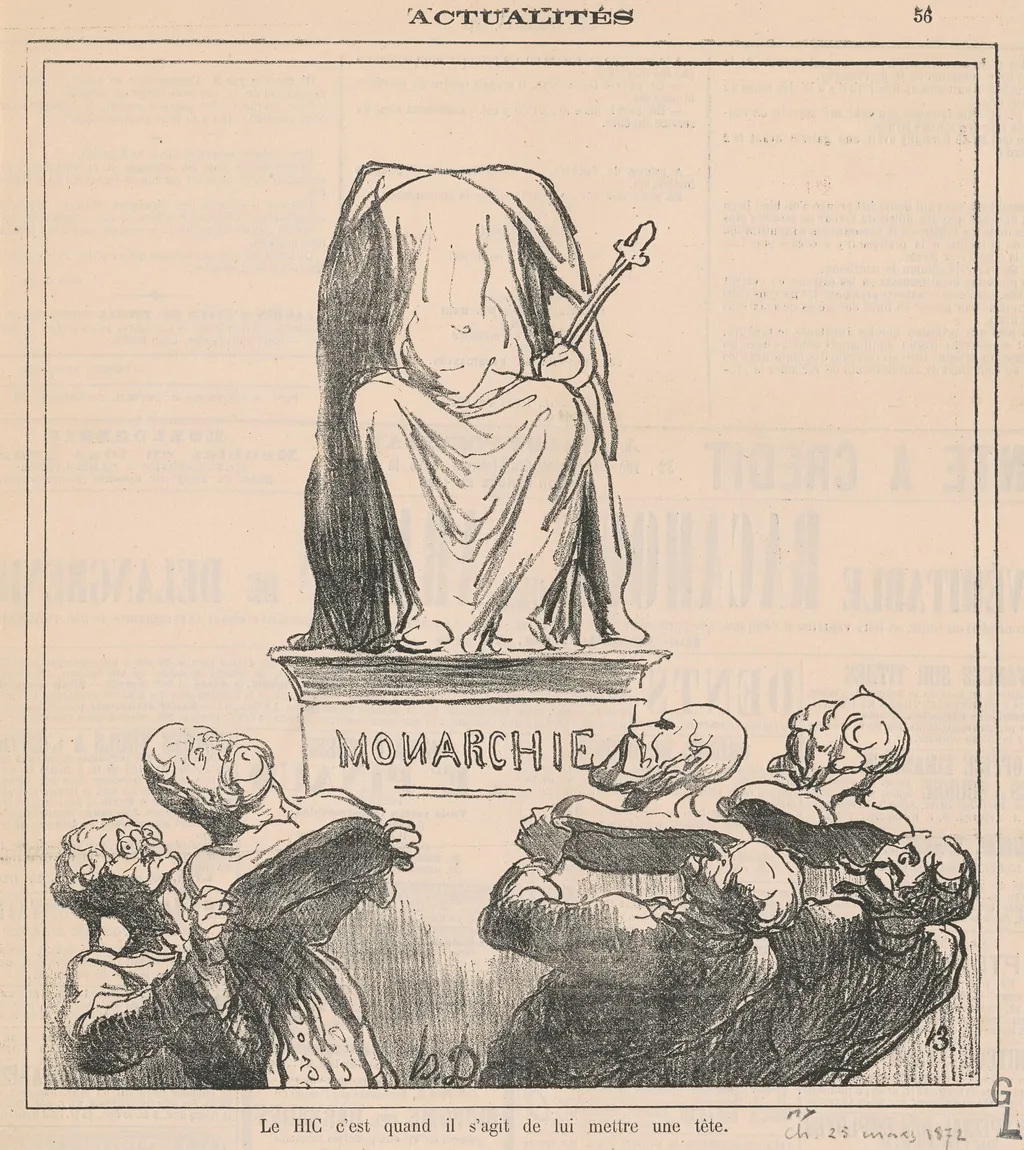 Le hic c'est quand il s'agit de lui mettre une tête, by Honoré Daumier, ink, 1872