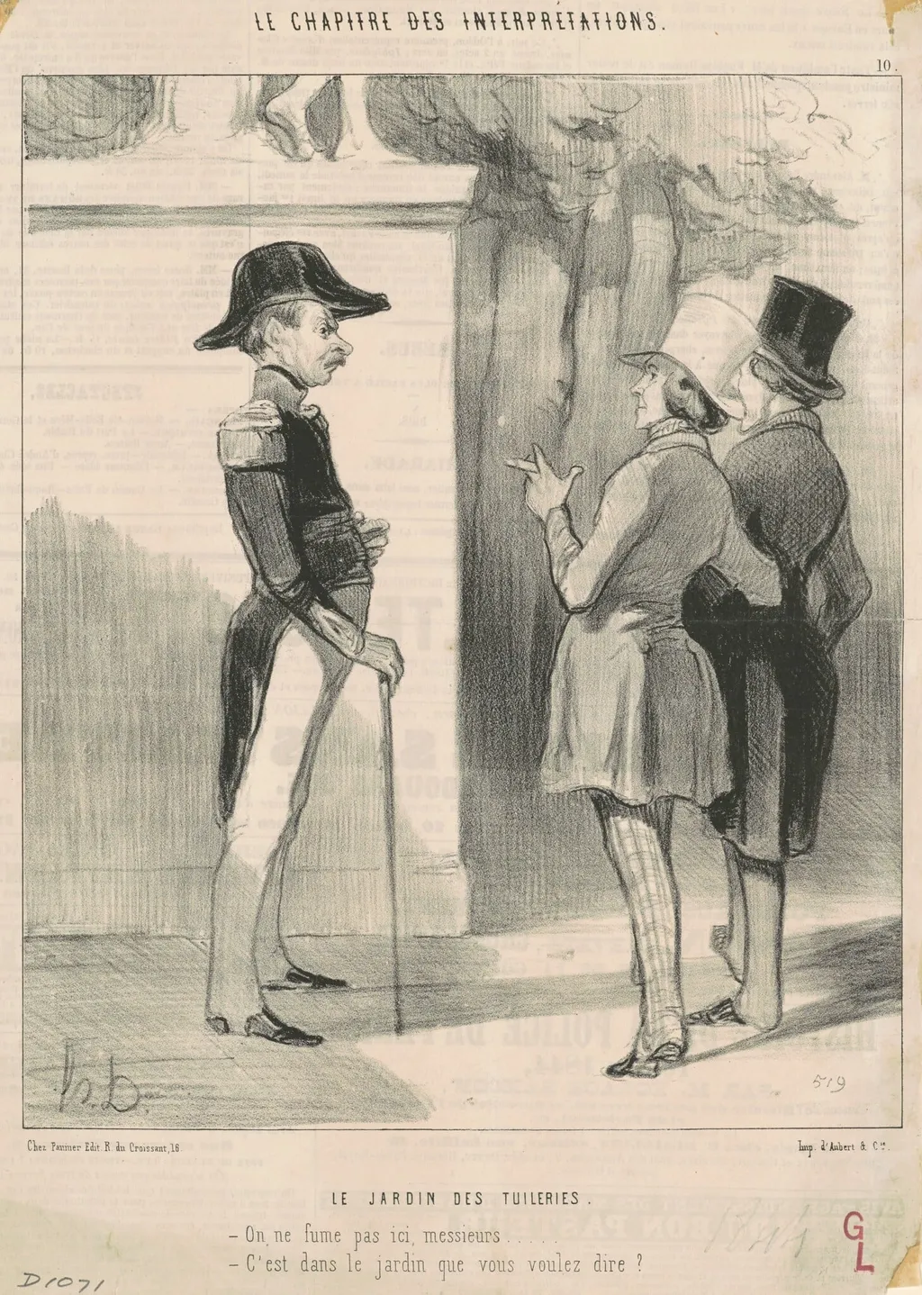 Le jardin des Tuileries, by Honoré Daumier, ink, 1843