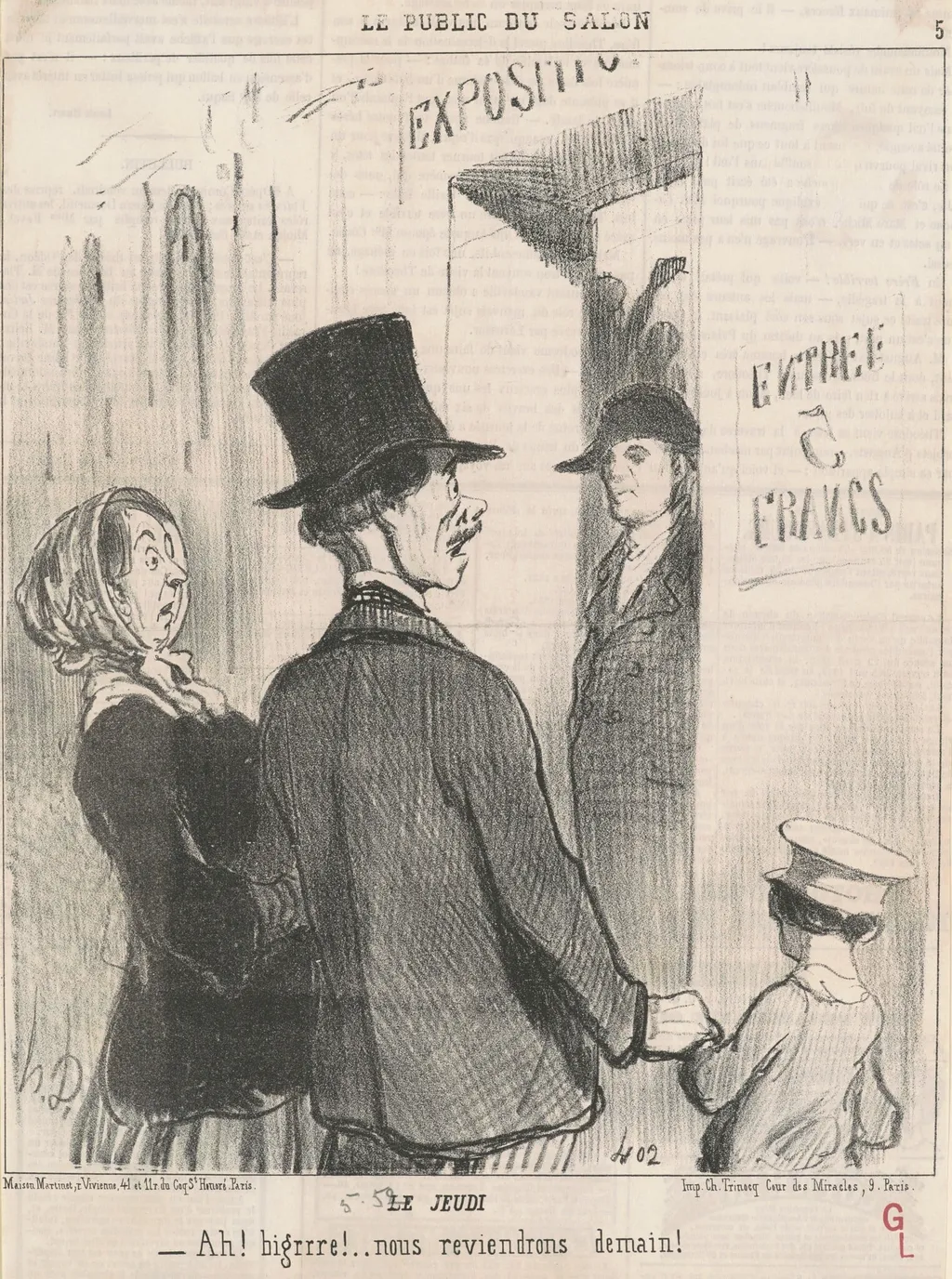 Le jeudi, by Honoré Daumier, ink, 1852