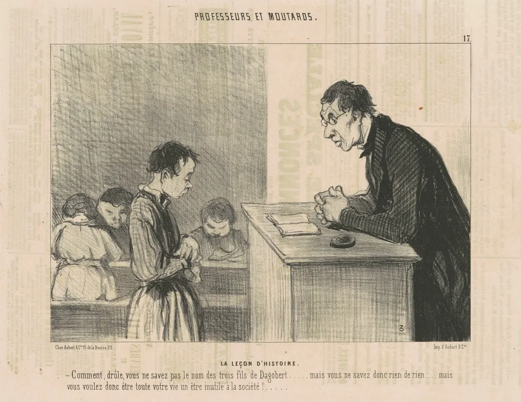 Le leçon d'histoire, by Honoré Daumier, ink, 1846
