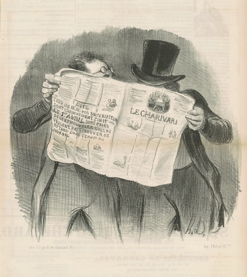 Le lecture du charivari, by Honoré Daumier, ink, 1801