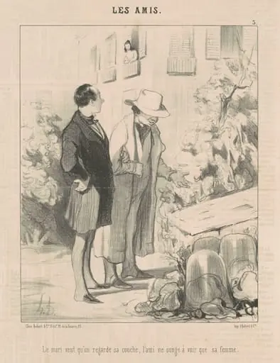 Le mari veut qu'on regarde sa couche ..., by Honoré Daumier