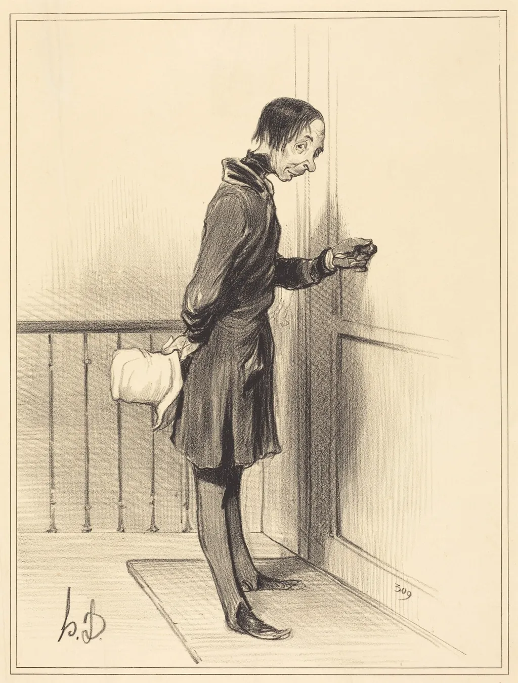 Le Mendiant a domicile, by Honoré Daumier, ink, 1841