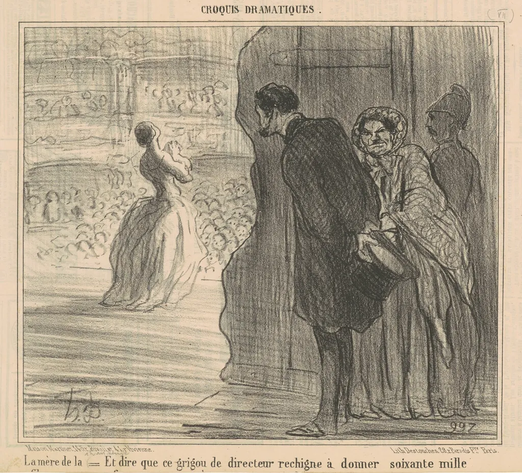 Le mère d ela chanteuse, by Honoré Daumier, ink, 1856