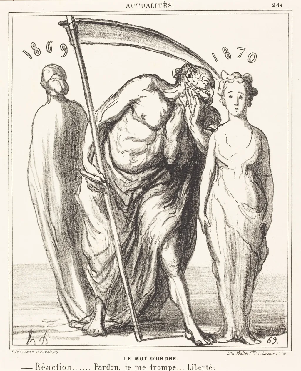 Le Mot d'ordre: Réaction... Pardon... Liberté, by Honoré Daumier, ink, 1869