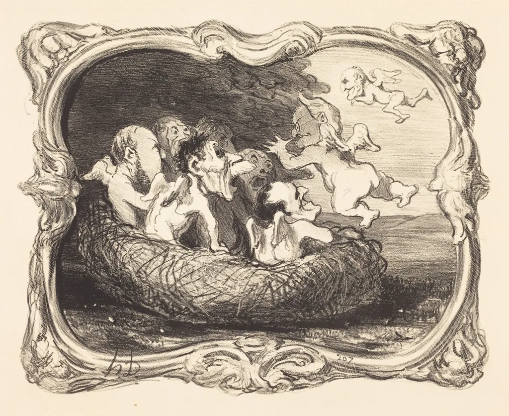 Le Nid abandonné, by Honoré Daumier, ink, 1851