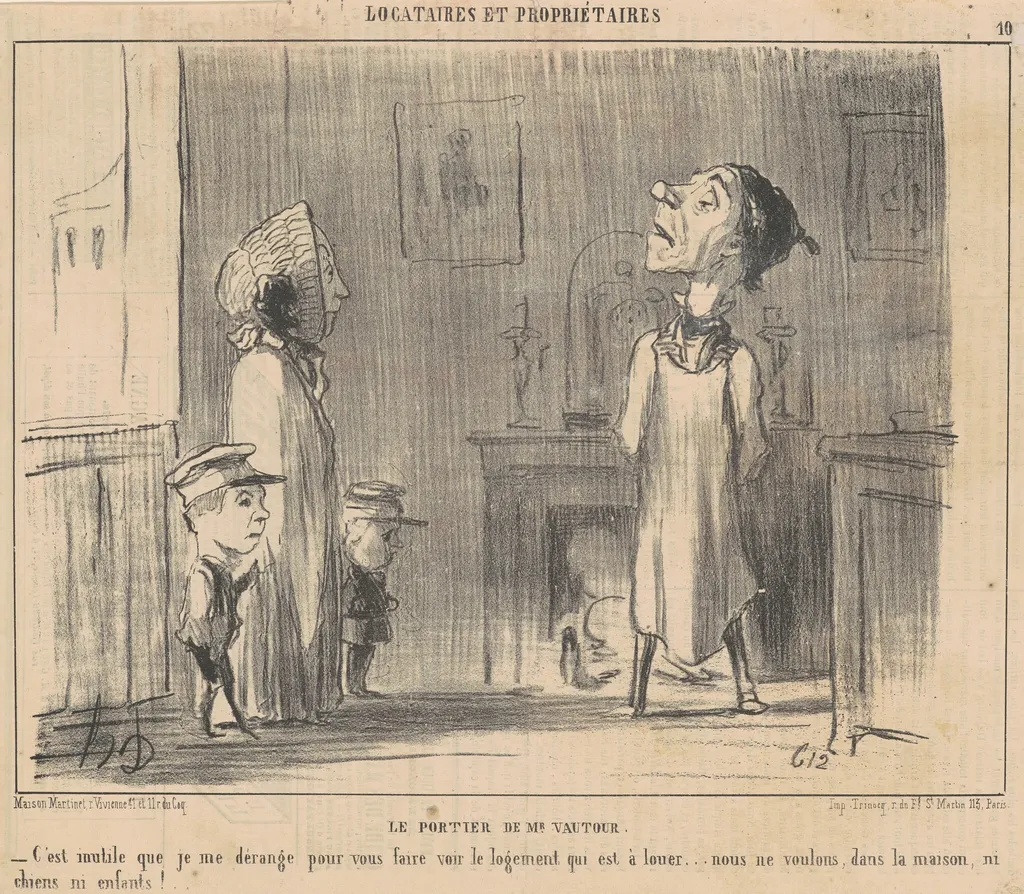 Le portier de Mr Vautour, by Honoré Daumier, ink, 1854