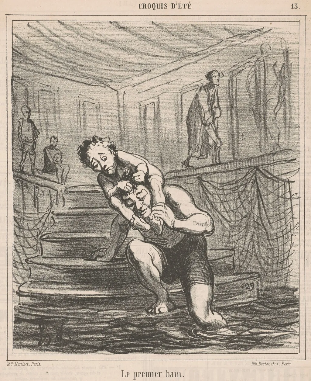Le premier bain, by Honoré Daumier, ink, 1865