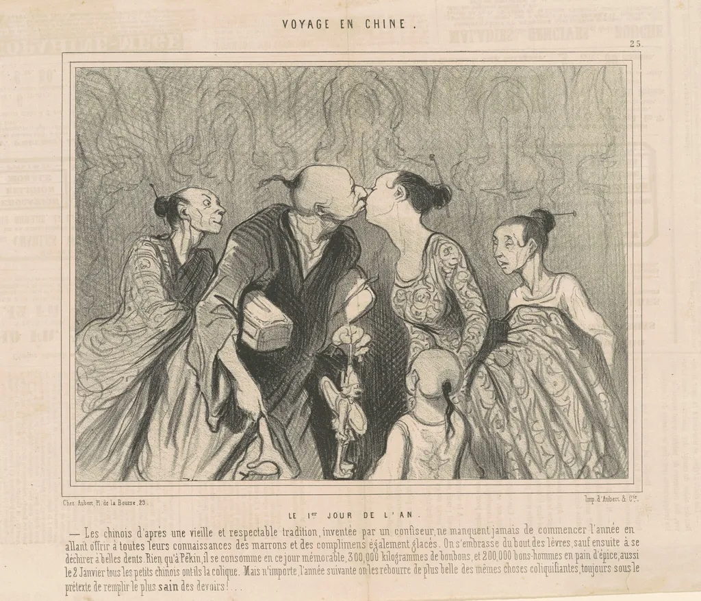Le premier jour de l'an, by Honoré Daumier, ink, 1845