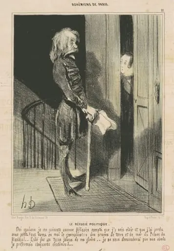 Le réfugié politique, by Honoré Daumier