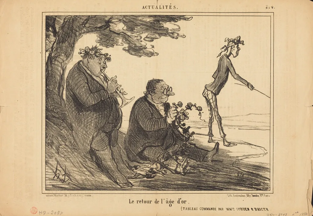 Le Retour de l'age d'or, by Honoré Daumier, ink, 1856