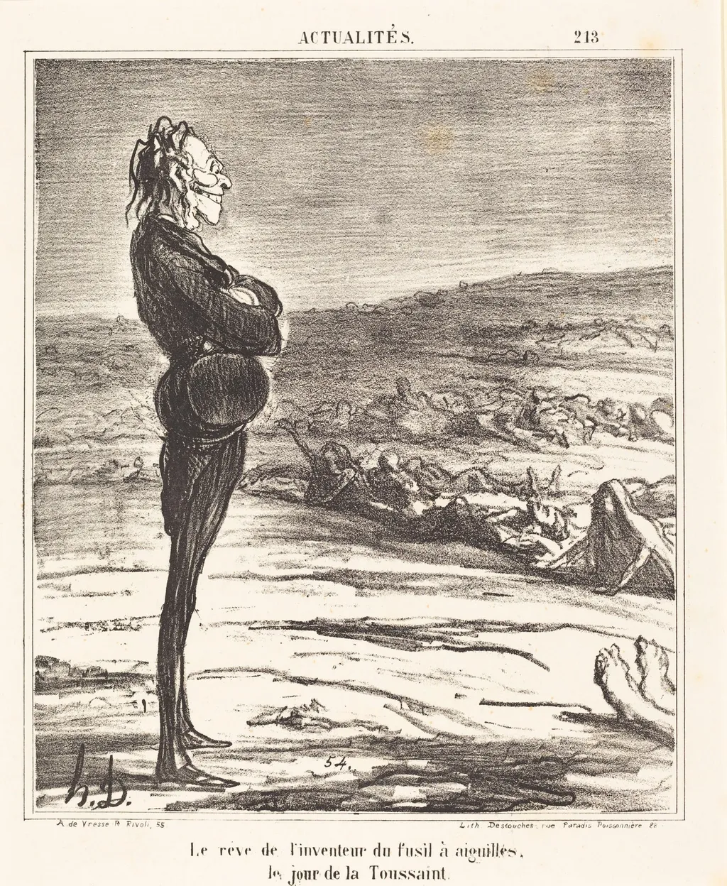 Le Rêve de l'inventeur du fusil a aiguilles..., by Honoré Daumier, ink, 1866