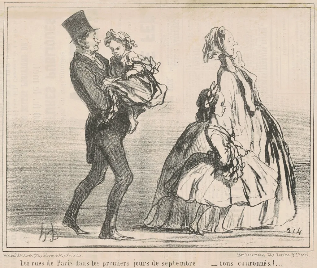 Le rues de Paris dans les premiers jours de Septembre ..., by Honoré Daumier, ink, 1858
