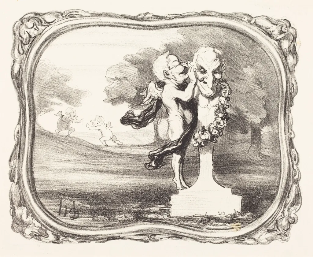 Le Secret confié au dieu faune, by Honoré Daumier, ink, 1850