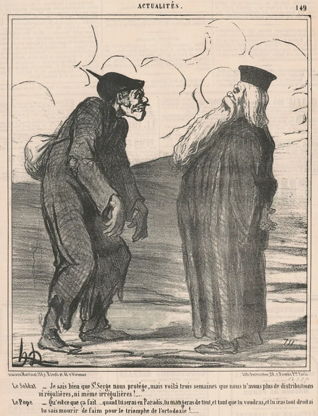 Le soldat...Je sais..., by Honoré Daumier, ink, 1855