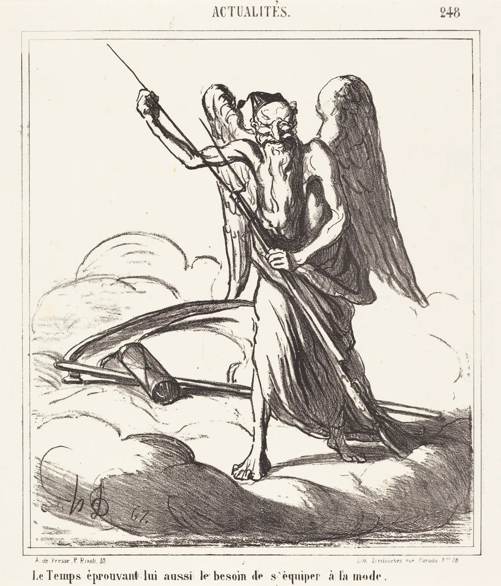 Le Temps éprouvant lui aussi le besoin de s'équiper a la mode, by Honoré Daumier, ink, 1867