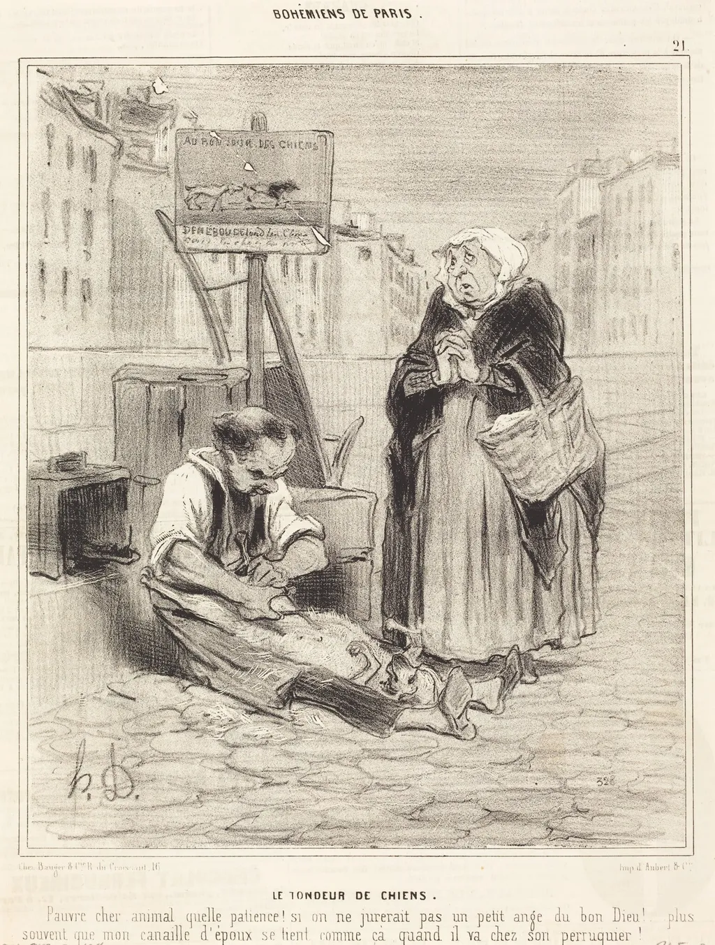 Le Tondeur de chiens, by Honoré Daumier, ink, 1842