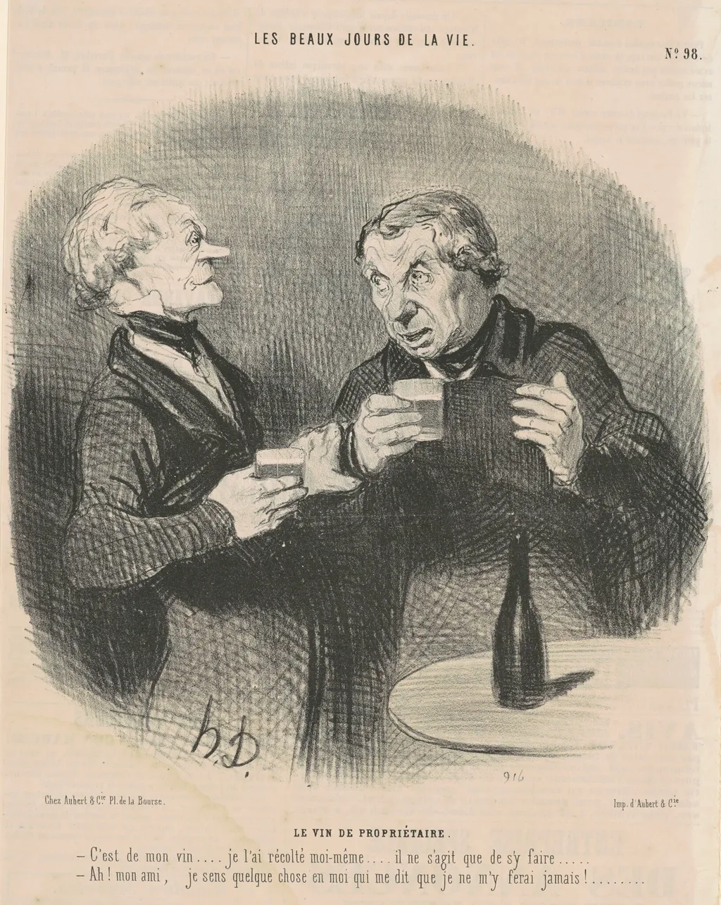 Le vin de propriétaire, by Honoré Daumier, ink, 1846