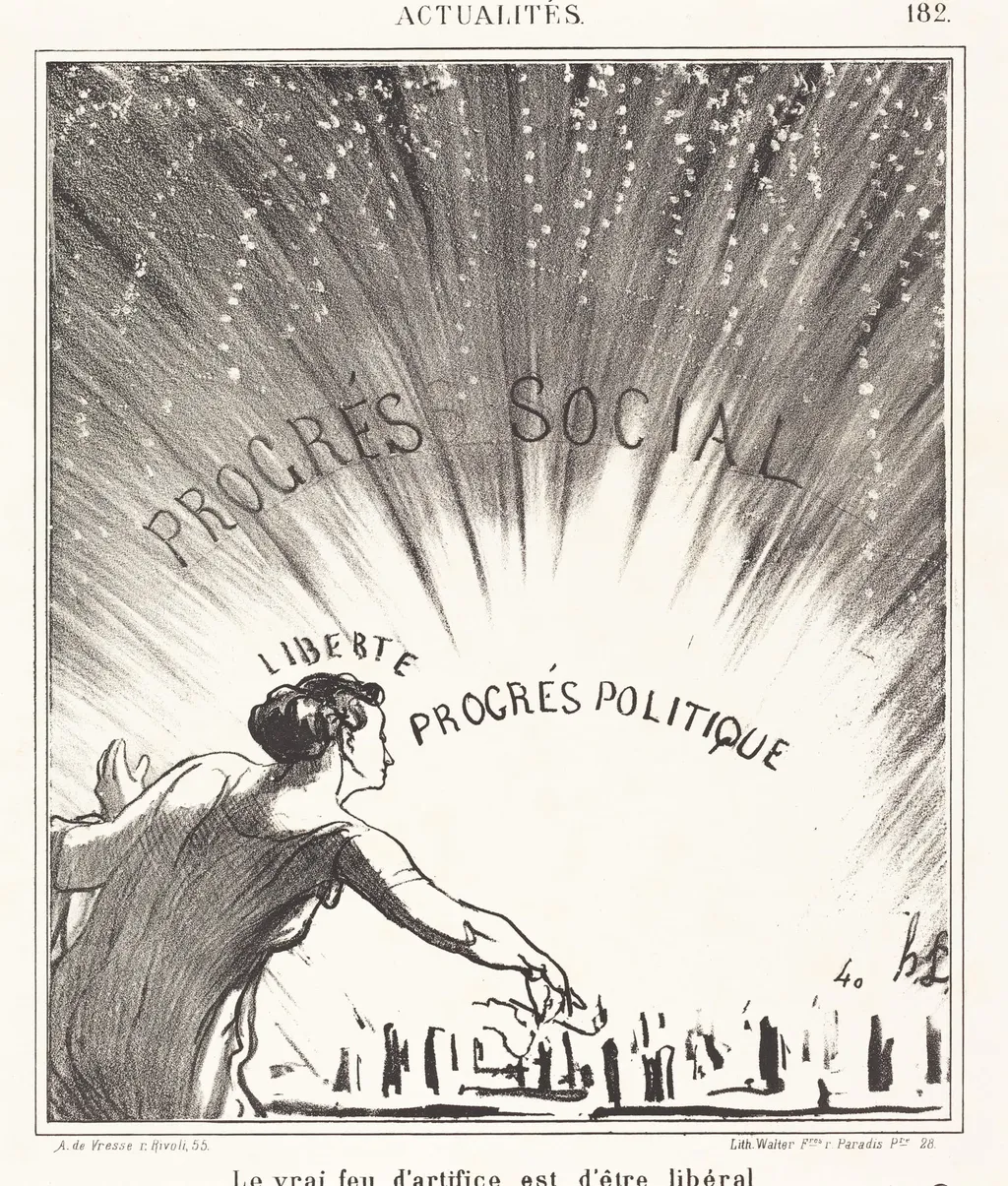 Le vrai feu d'artifice est d'être libéral, by Honoré Daumier, ink, 1869