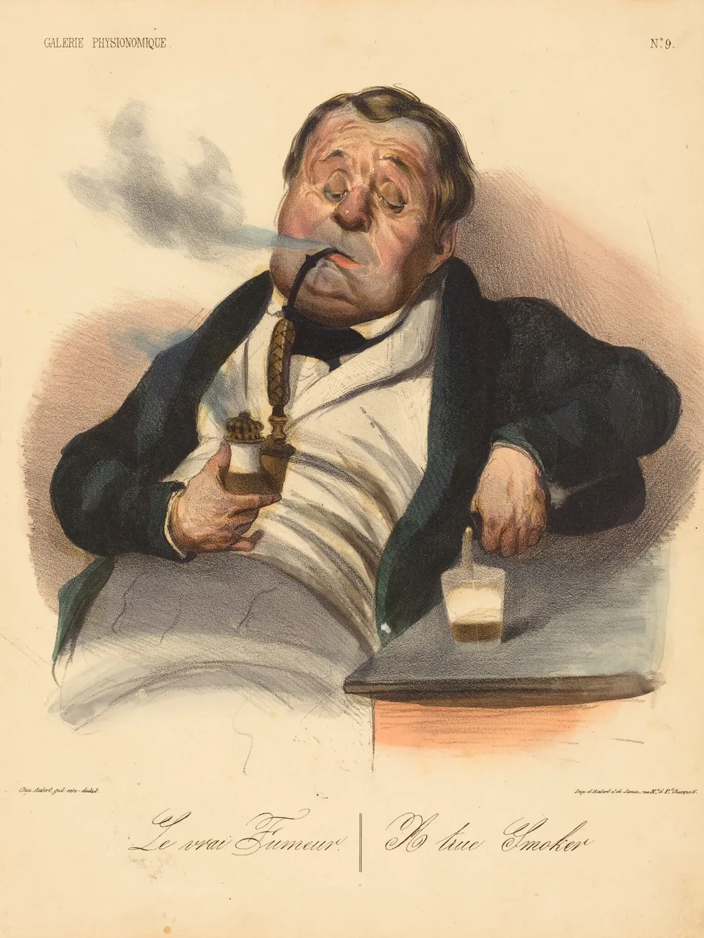 Le vrai Fumeur, by Honoré Daumier, ink, 1836