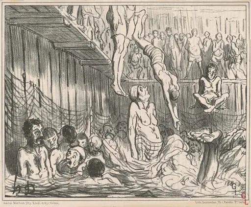Les bains a quatre sous, by Honoré Daumier