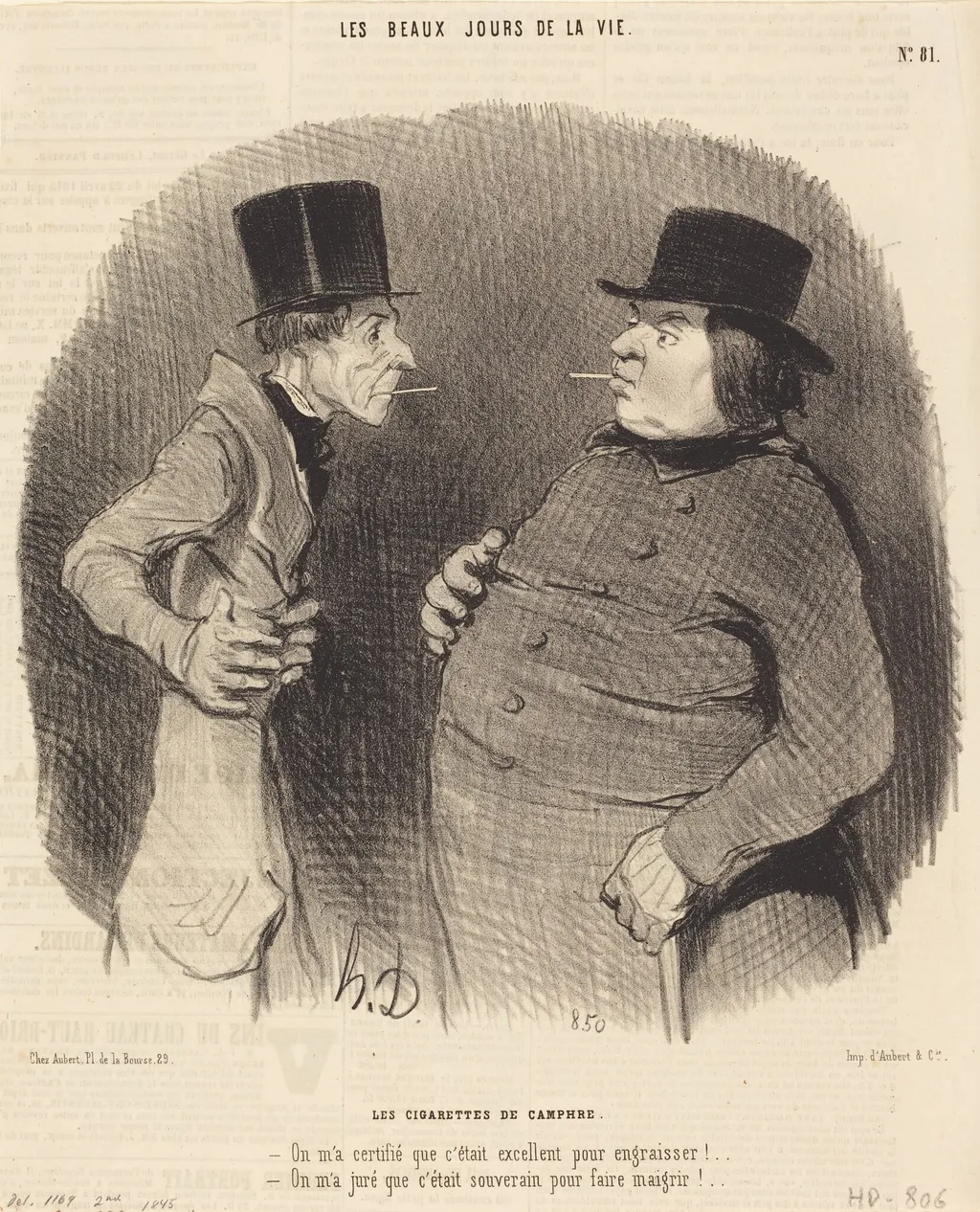 Les Cigarettes de camphre, by Honoré Daumier, ink, 1845