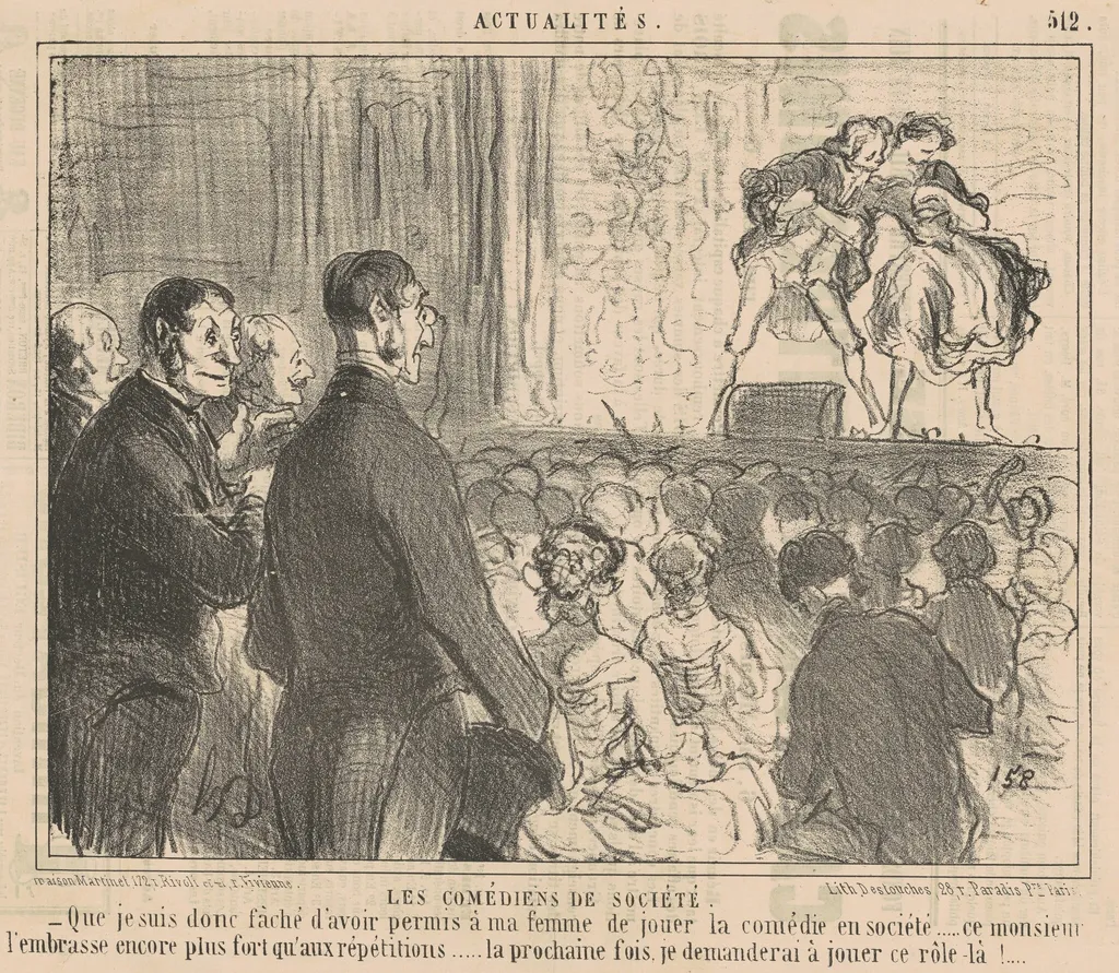 Les comédiens de société, by Honoré Daumier, ink, 1858