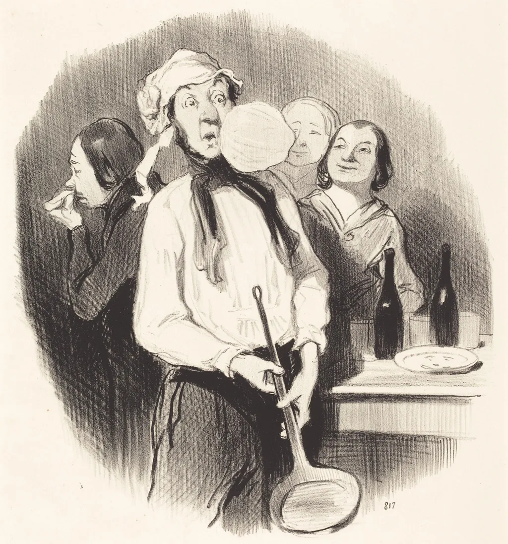 Les Crêpes, by Honoré Daumier, ink, 1845