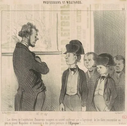 Les èleves de l'institution Pascareau essayent un nouvel uniforme ..., by Honoré Daumier