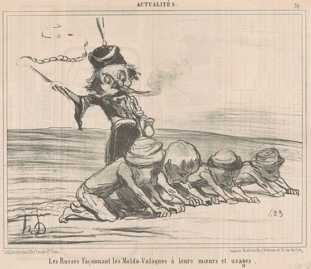 Les facconnant les Moldo-Valaques ..., by Honoré Daumier, ink, 1854