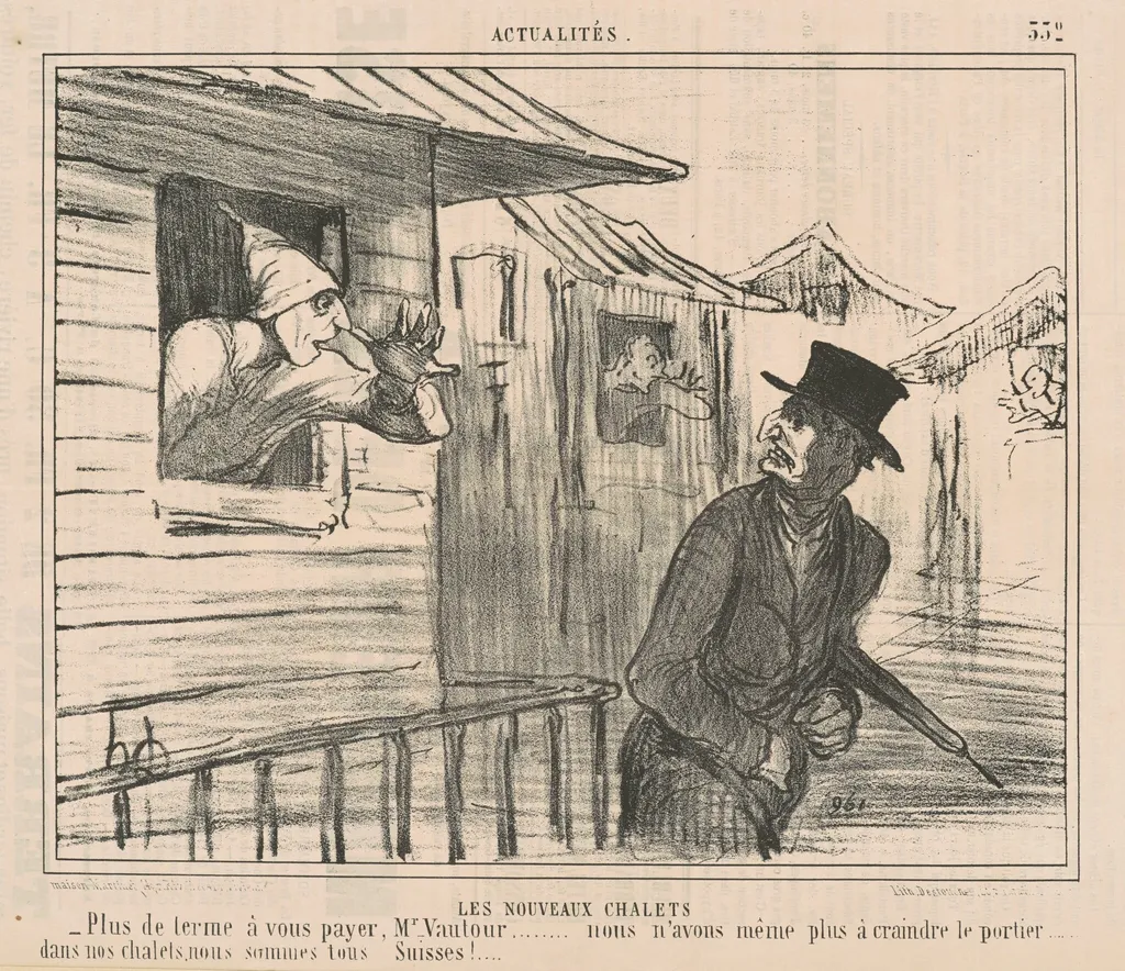 Les nouveaux chalets, by Honoré Daumier, ink, 1856