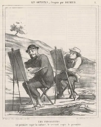 Les paysagistes. Le premier copie la nature, by Honoré Daumier