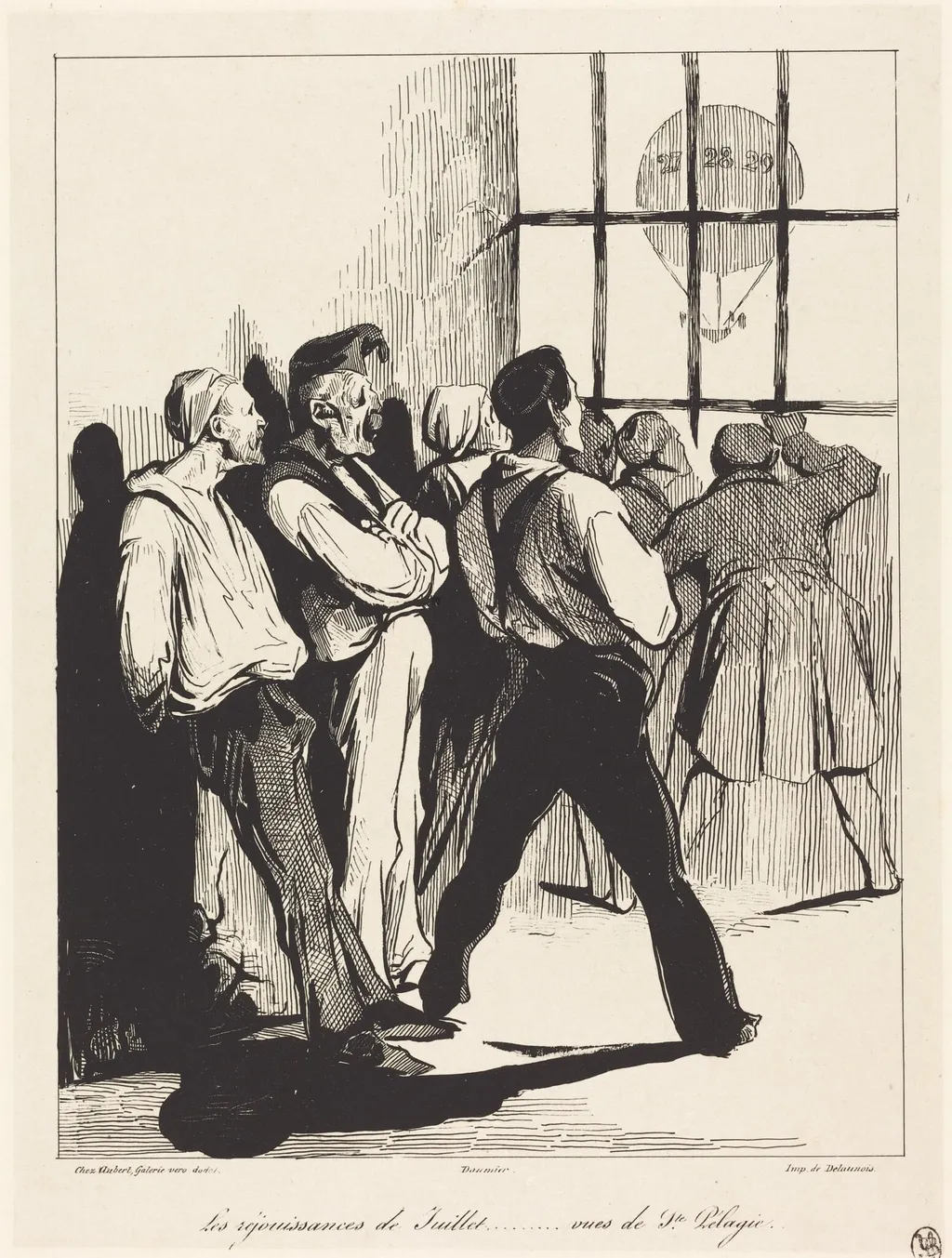 Les réjouissances de Juillet... vues de Ste. Pélagie, by Honoré Daumier, ink, 1834