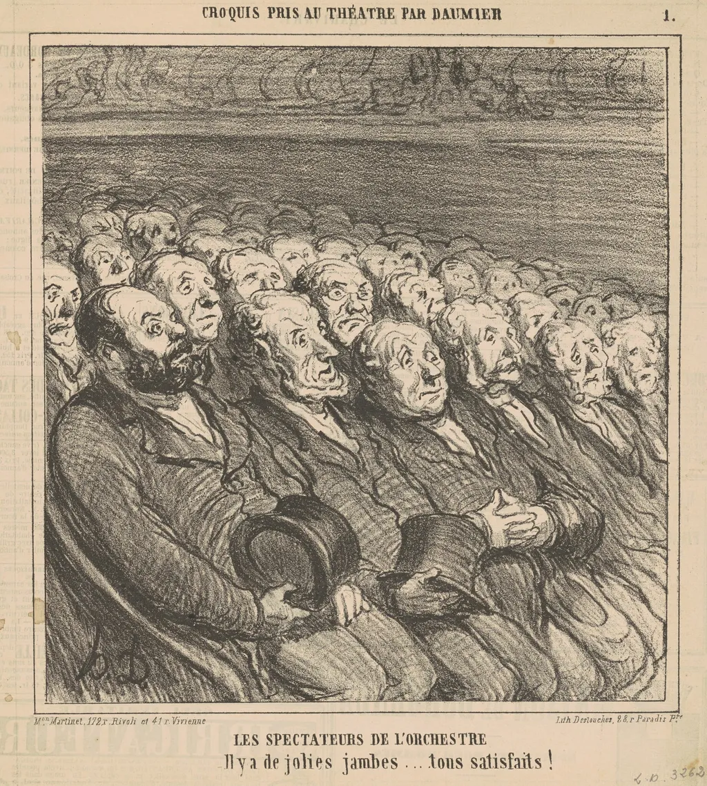 Les spectateurs de l'orchestre, by Honoré Daumier, ink, 1864