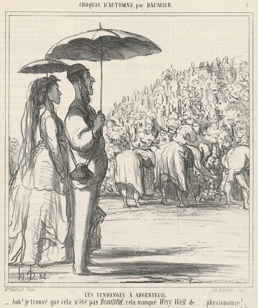 Les vendanges a Argenteuil, by Honoré Daumier, ink, 1865